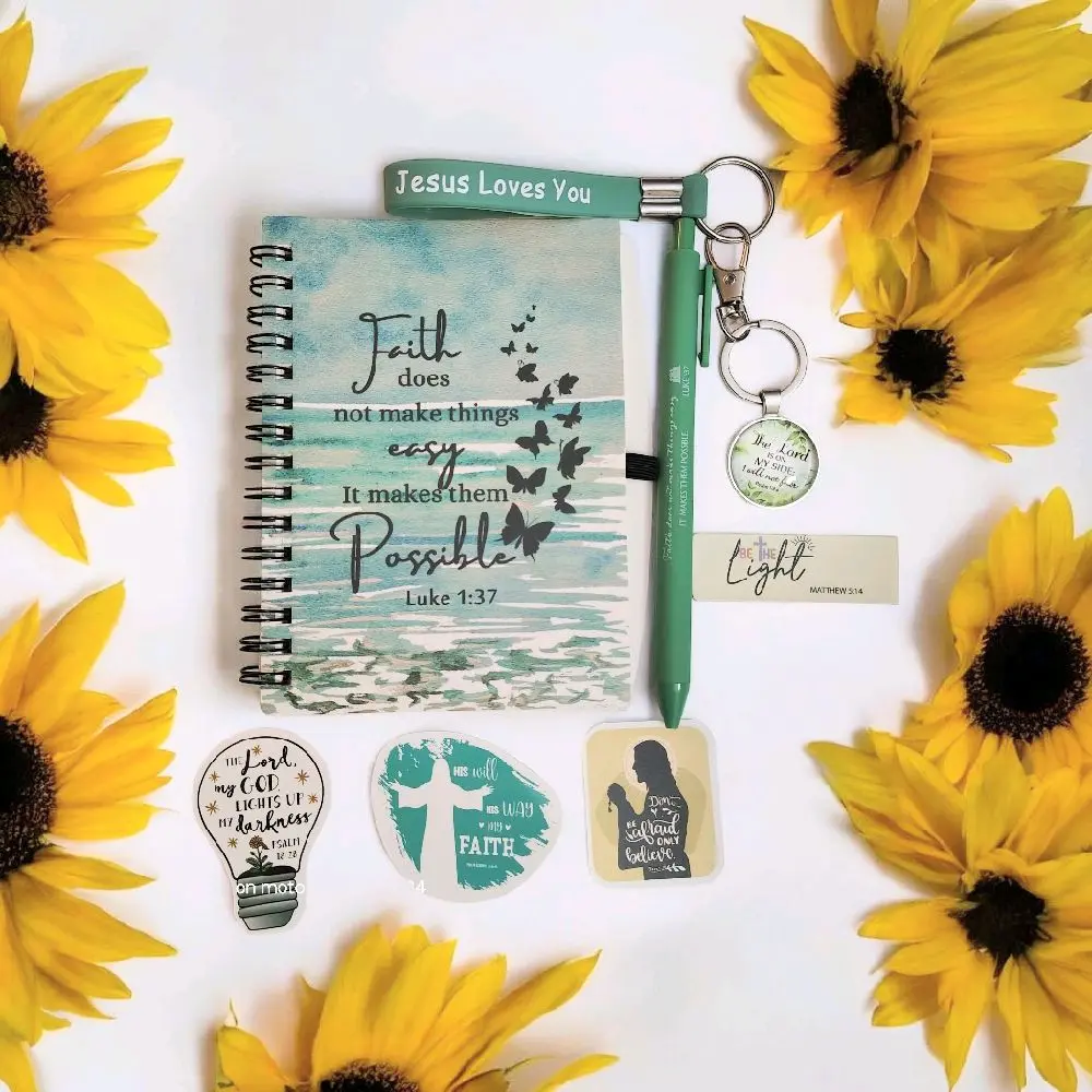 Faith make it possible Mystery buddle Green , notebook , keychain bracelet, bookmark and sticker