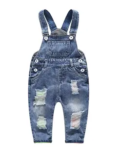 12M-5T Boy&Girl Twin Color Lining Ripped Denim Overalls Cowboy Print Shirt