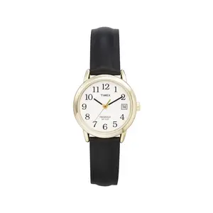 Timex Women's Easy Reader Watch Red Strap Leather INDIGLO Silver/Red