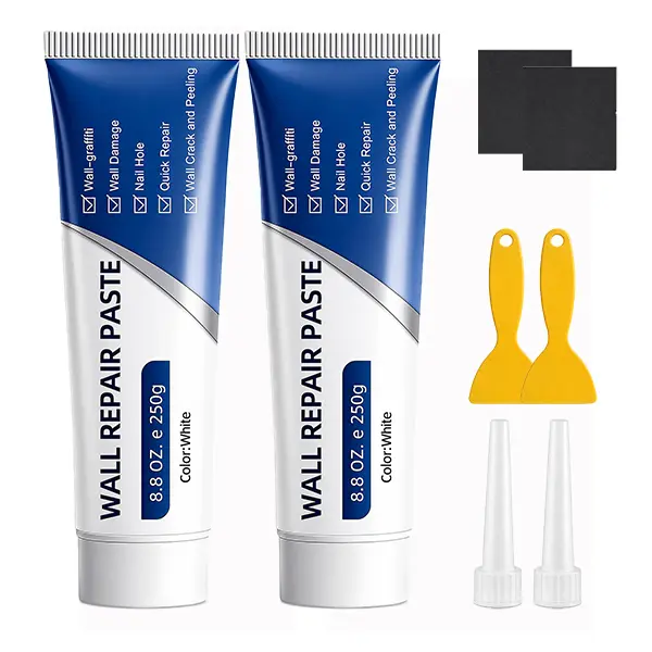 Drywall Repair Kit, 500 g Wall Mending Agent- 2 Pack, Wall Spackle Repair Kit with Scraper, Patch for Wall Hole Filler, White Spackle Wall Repair Paste, Plaster Dent