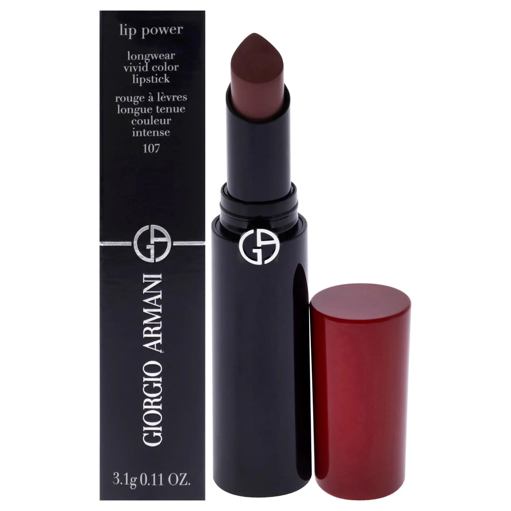 Lip Power Longwear Vivid Color Lipstick - 107 Sensual by Giorgio Armani for Women - 0.11 oz Lipstick