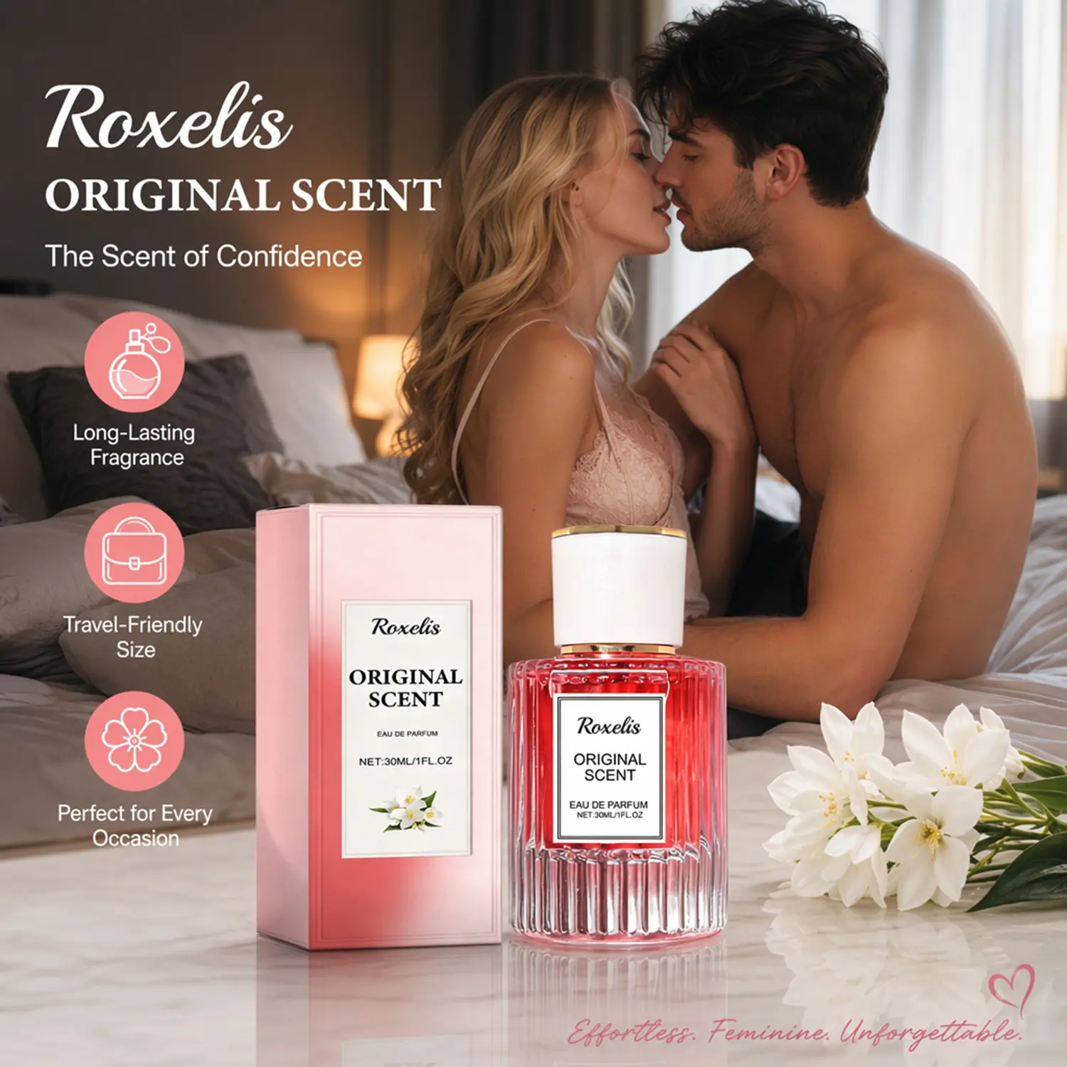 Women's Pheromone Fragrance Perfume Scent (30ml EDC), Premium Pheromone-Infused Formula, Long-Lasting Floral Jasmine Aroma, Valentine’s Day Gift to Enhance Attraction, Floral Scents, Long Lasting Perfumes, Women's Perfume