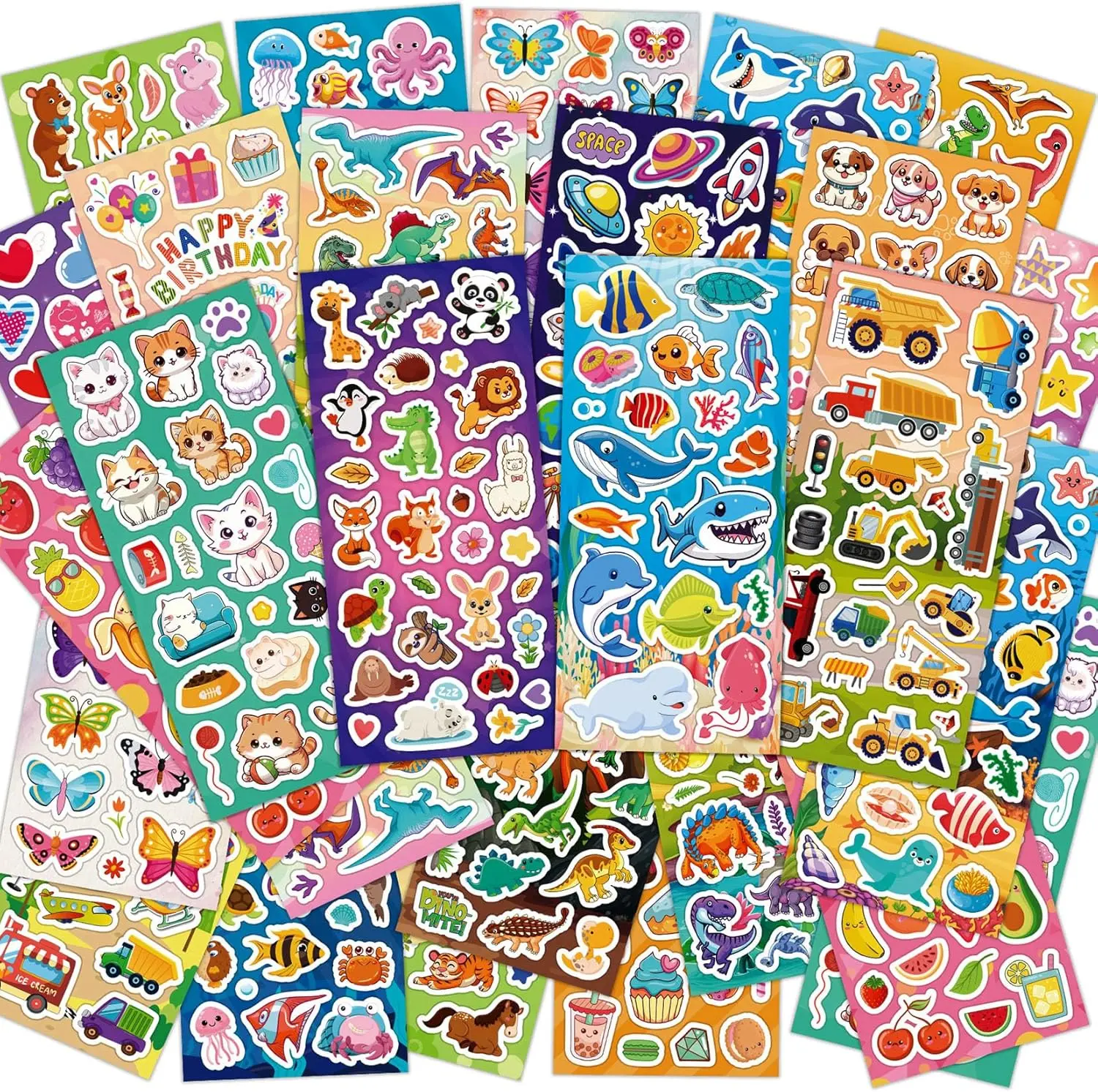 Face Stickers 24 Sheets – Mix of 8 Unique Cartoon Kids Stickers for Parties, Classroom, Kids Art Projects – Cute and Fun Story Toy Stickers Party Favors for Birthday, Special Events