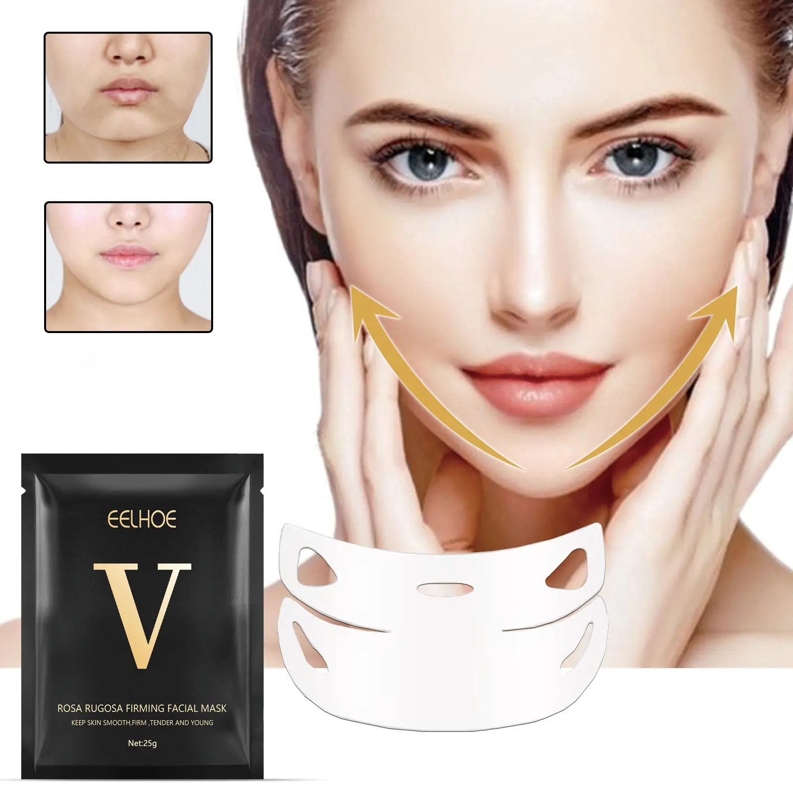 Camellia Deep Collagen Chin Lifting Gel Mask- Neck Solution, Double Chin Reducer, Defined Jawline Shaper, Firming, Jeju Camellia Ingredients for Skin Repair