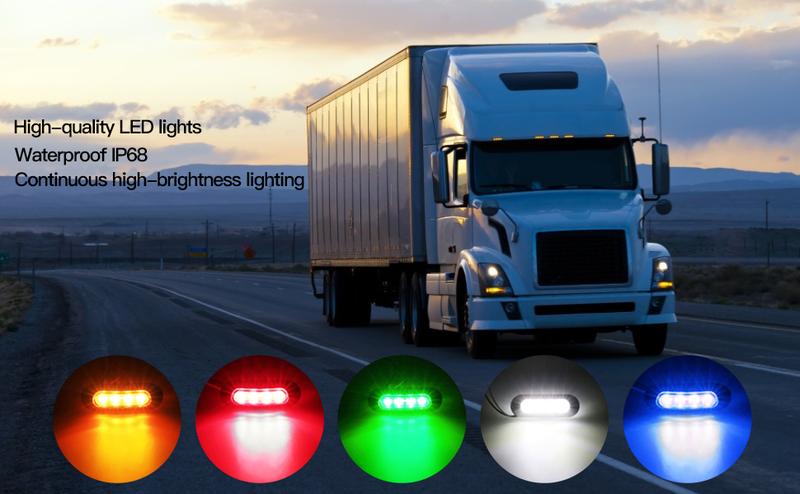 DIBMS 10PCS Red DC12V-24V 4 LED Side Marker Indicator Lights Lamp Front Rear Tail Clearance Lamp Interior Lights with Chrome Bezel Universial for Auto Car Bus Truck Lorry Trailer Boat Deck Courtesy