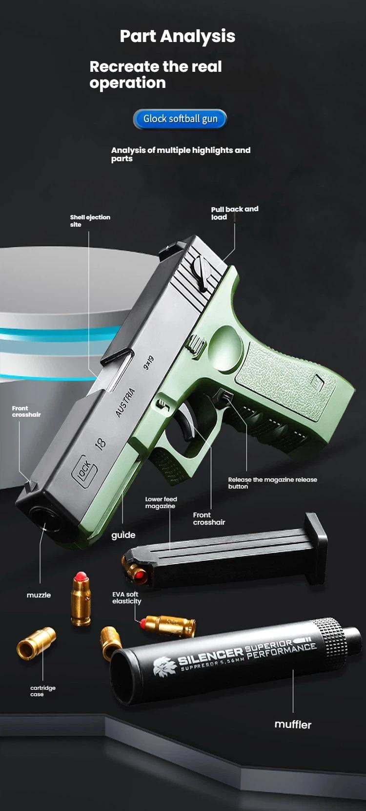 Toy Gun with Ejecting Soft Bullets - Fun Glock 1911 | Realistic Handgun ...
