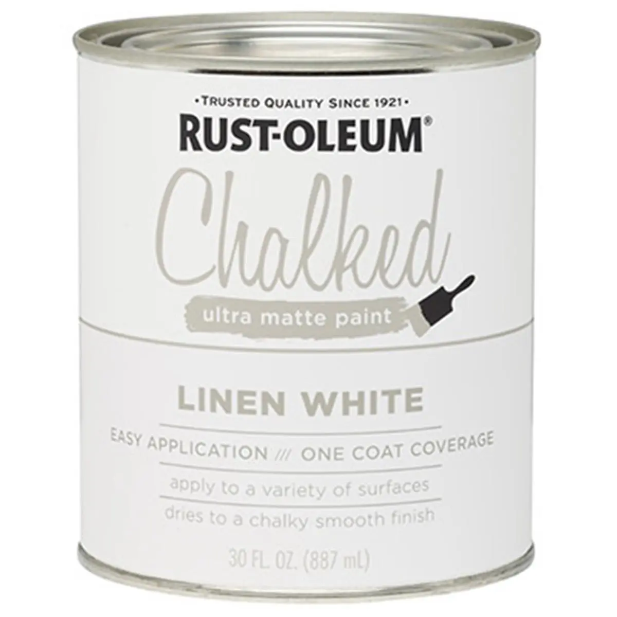 212 MAIN Rust-Oleum 285140 30oz Chalked Paint - White, Ultra-Matte Finish, Multi-Surface 1-Coat Automotive & Motorcycle Paint Care Solution, One Coat