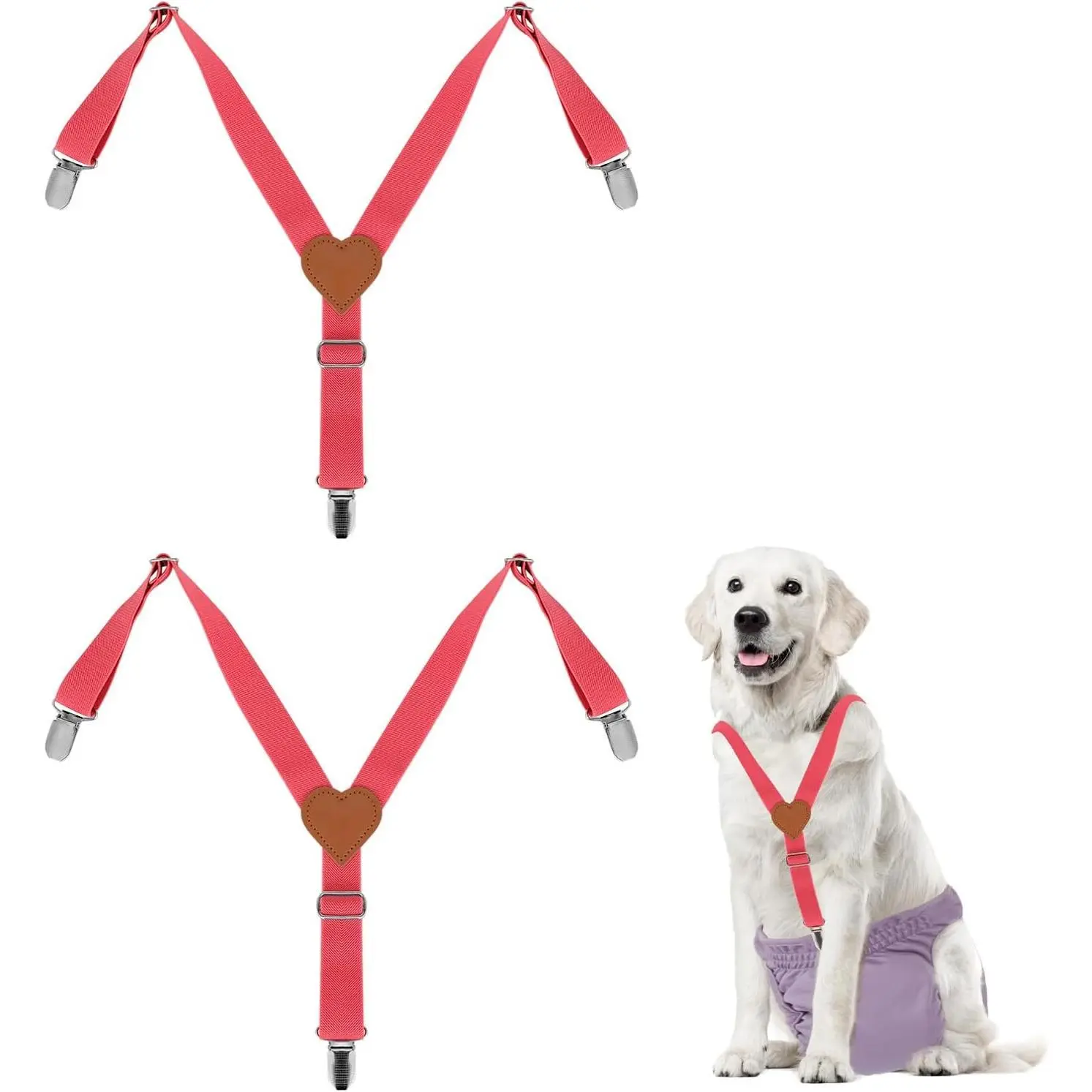 Dog Suspenders 2 Pieces Dog Suspenders for Dogs Diapers, Heavy Duty Nylon Webbing With Metal Buckles,For Small Medium Large Breeds Adjustable Straps