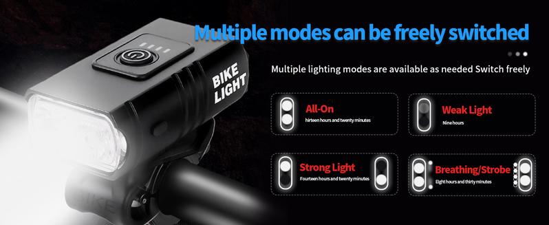 DIBMS Bike Light, High Lumens Super Bright Bicycle Lite, 6+4 Modes USB Rechargeable Bike Headlight & Taillight Set, Waterproof Safety Bike Front & Rearlight for Road, Mountain, Night