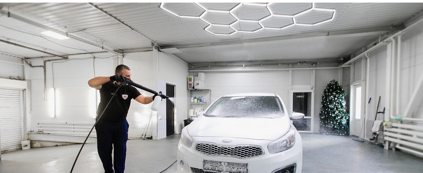 【Stock Running Low】White Hexagonal Garage Light – Multiple Hole Options (1, 3, or 5) for Bright, Efficient Lighting in Any Space