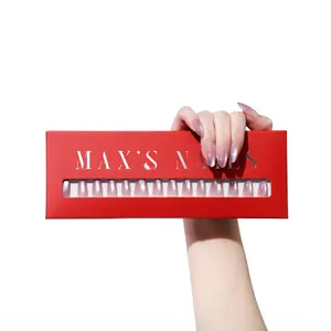 Max’s Press-On Nails French Tips Collection | 32-Piece Nail Kit including Both Adhesive Tab & Nail Glue