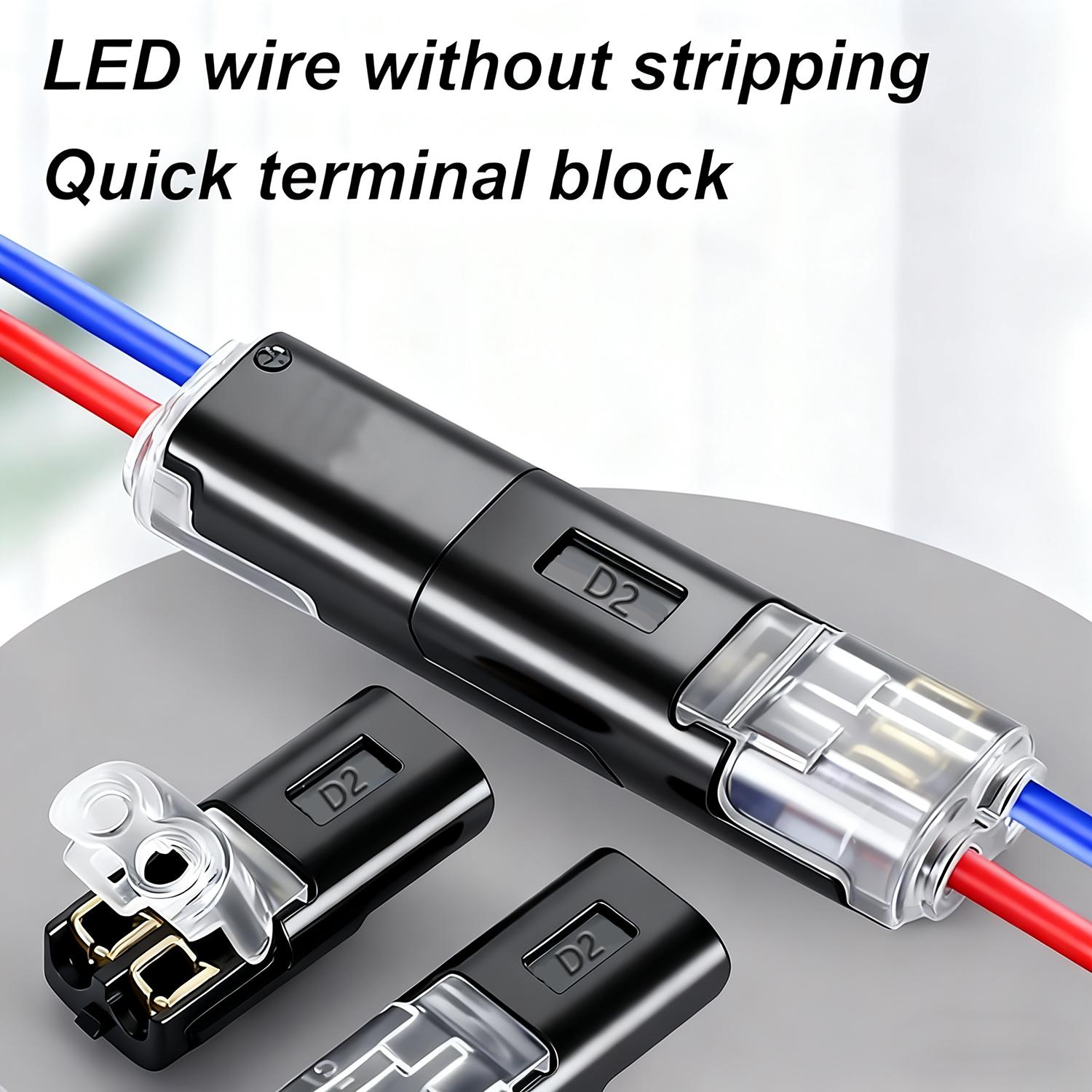 50/100 PCS Double-Wire Plug-in Connector No Wire Stripping Cutting for DIY Crafting Model Kits Low-Voltage Decor Hardware Tools