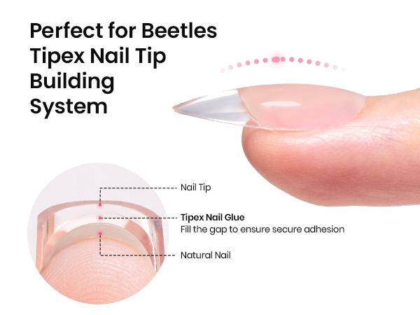 Beetles Tipex Lite Apex Nail Tips &Nail Tips Kit Stiletto Almond Square Coffin Nail Tips Pre-Building Pre-Etched Acrylic Nail Tips for Flat Nails & Natural Nail Beds Gift for Women Girls