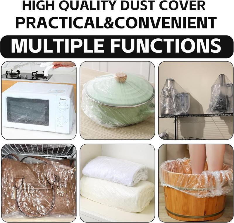 50 Counts Clear Disposable Dust Cover, Dustproof with Elastic for Air Fryer, Blender, Oven, Pressure Cooker, Coffee Maker,  Toaster, Slow Cooker Accessories cloth durable, Thickened Appliance Dust Covers for Kitchen Household Furniture, Practical
