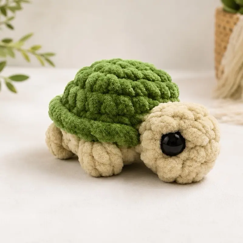 Mini Crochet Turtle, Handmade Stuffed Animal Toy for Kids, Cute Decorative Plush Figurine
