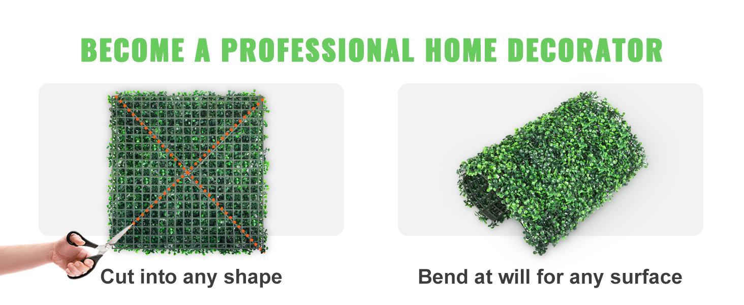 VEVOR Artificial Boxwood Panels 24 PCS 20"x20" Boxwood Hedge Wall Panels for Decoration of Outdoor, Indoor, Garden, Fence & Backyard Decorating Home Goods