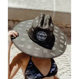 Executive Straw Sun Hat - Black & Gray