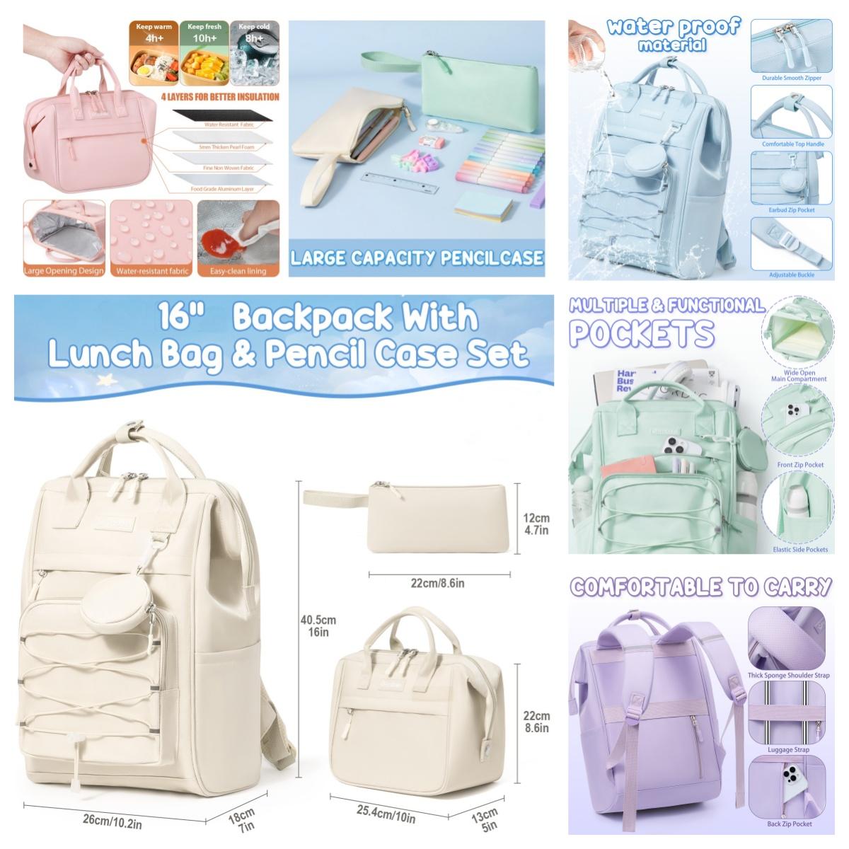 Fimibuke 3PCS Waterproof Backpack for School,Bookbag Set with Lunch Box & Pencil Case,colorful/Laptop/Luminous school bag for Elementary Middle High School,Backpag with Stationery,Back to School Gift,Birthday's Gift