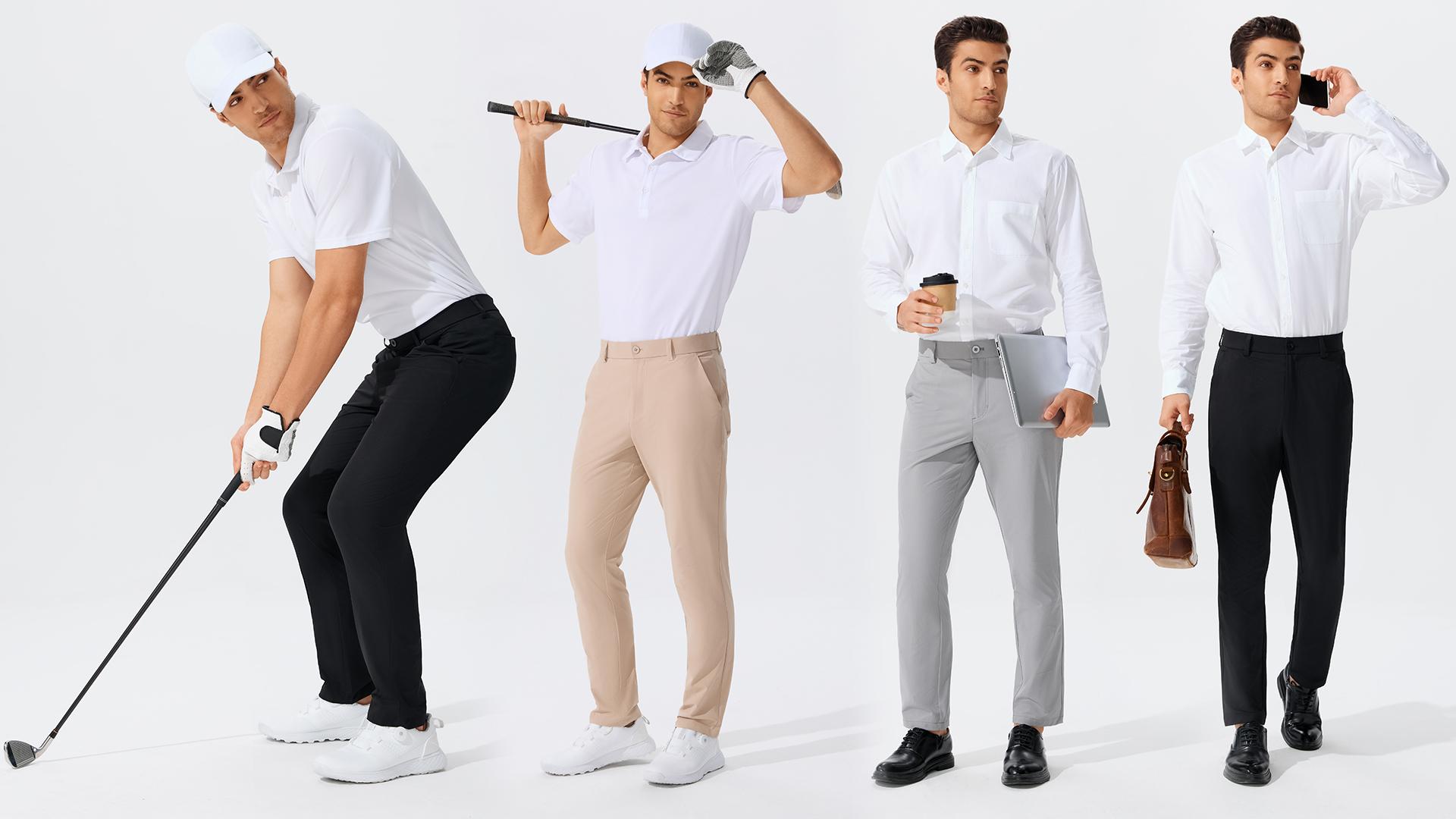 Men's Golf Pants 30"/32"/34" Inseam Lightweight Stretch Work Dress Pants Quick Dry Breathable Moisture Wicking Fabric for Spring Summer Fall
