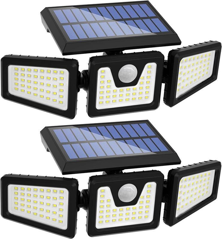 Solar Outdoor Lights 2500LM 210LED Security Lights,3 Heads Dimmable SpotLights with 3 Modes,IP65 Waterproof,Suitable for Yard, Garage, Porch, Pool,Garden,Barn,Patio,Valentine's Day gift
