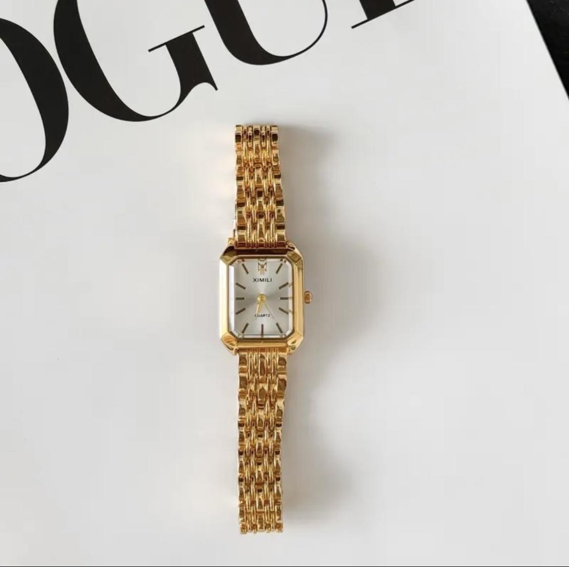 Women's Luxury Quartz Wristwatch - Simple Scale Square Elegant Dial, Gold-Plated High Quality Watch, Casual Fashion Buckle Wristwatch, Anniversary Gifts for Her with Gift Box & Adjuster