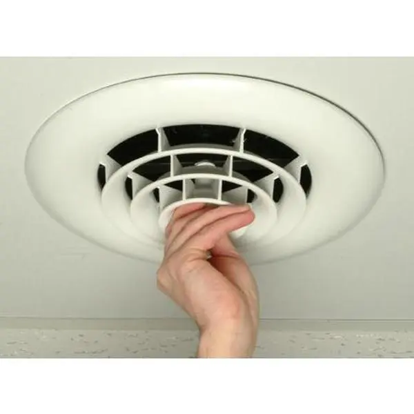 212 MAIN Havaco Quick Connect HT-GB-R1 White Round Ceiling Diffuser with 8 in. Boot, Custom Graphics, Paintable, Won't Dent or Rust