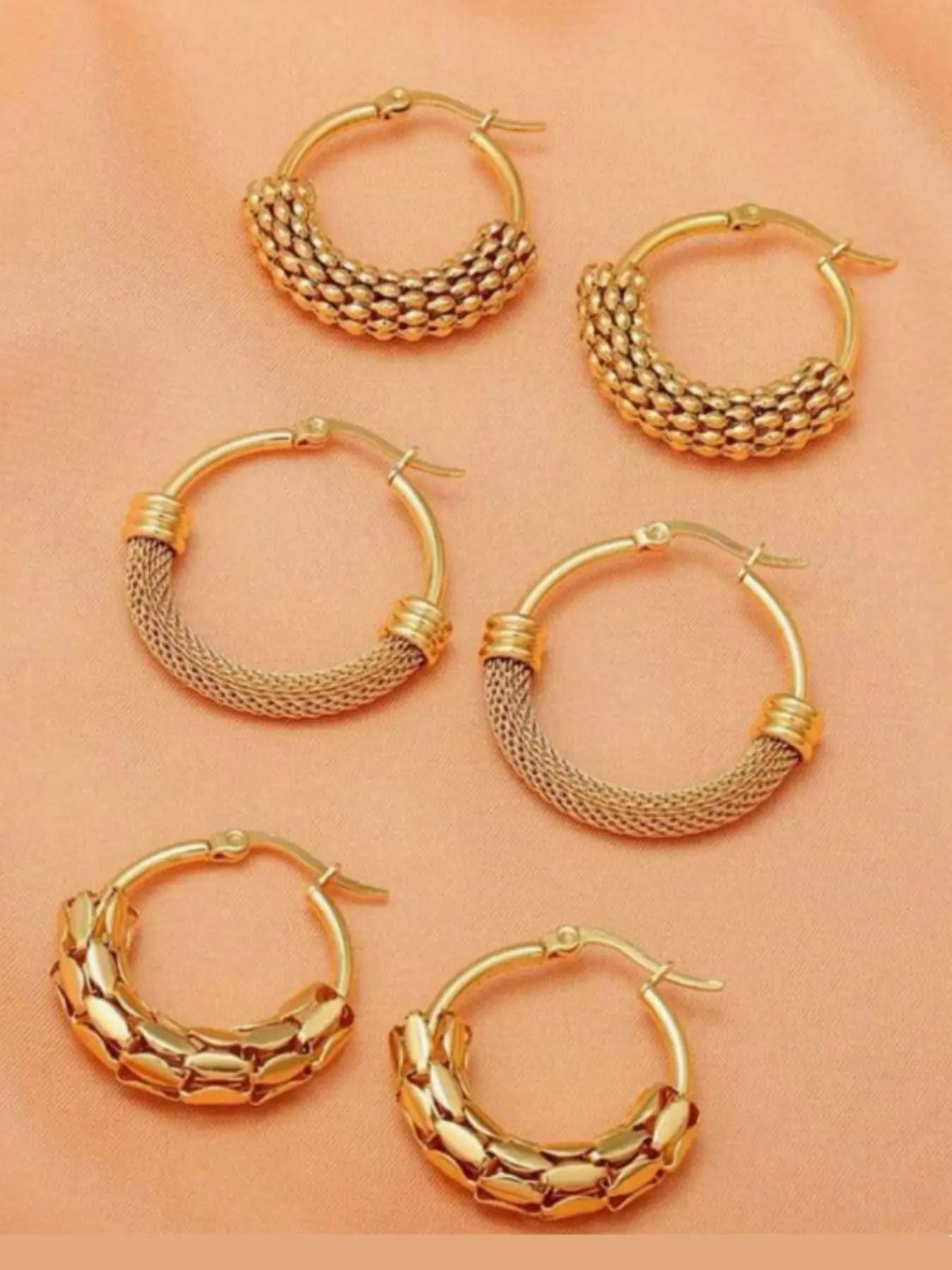 3 pairs Gold Hoop Earrings for Women, 18K Gold Plated Twist Weave Huggie Hoop Earrings, Minimalist Trendy Circle Loop Earrings, Hoop Shape Earrings Fashion Jewelry Gift, Ear Hoops