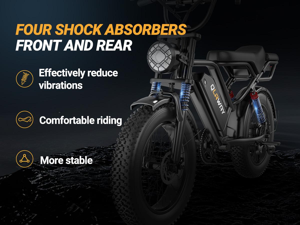 【 VOLTVOGUE】1500W Electric Off-Road Bike: 20-Inch Full-Suspension E-Motorcycle with 48V 18Ah Removable Battery, 31MPH Top Speed, 40-55 Mile Range, 2-Seater, LED Headlights & 20" All Terrain Fat Tire UL 2849