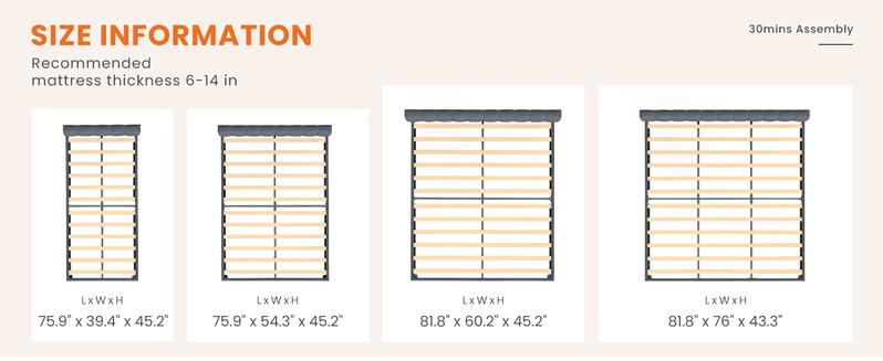 Bed Frame - Fabric Upholstered Platform Bed with Headboard, 800LBS Sturdy Wooden Slats Support, No Box Spring Needed, Noise Free, Easy Assembly