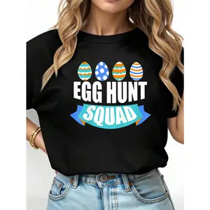 100% Cotton Unisex Egg Hunt Squad Boy Shirt, Easter Egg Hunting T-shirt Outfit Casual Fashion Top