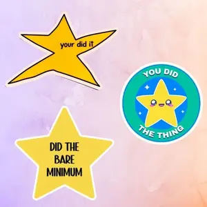 You Did It, You Did The Thing Gold Star Vinyl Sticker books Set (3PCS), Funny Meme Congrats Decals, Sarcastic Humor Gift for Laptop, Planner