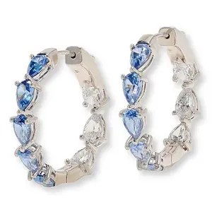 Radiance by Absolute™ x Marysol Patton Blue Pear Hoop Earrings - 1"