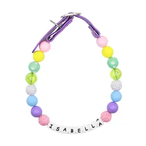 Easter Beaded Name Dog Collar - Adjustable