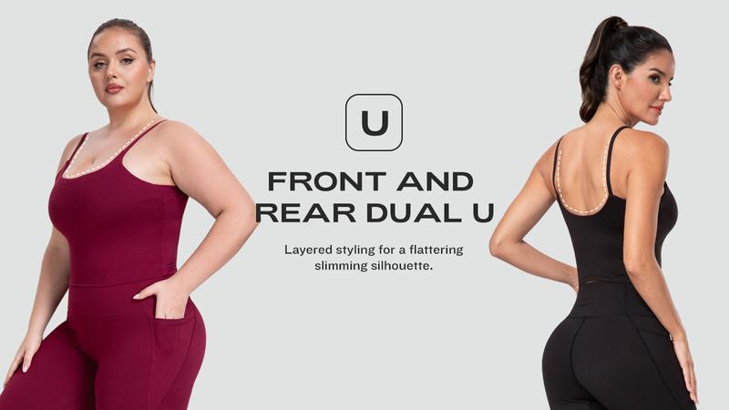 NORMOV 3-PACK Built-in Bra Tank Top Longline Sports Bra Scoop Neck U Back Workout Crop Top with One-Piece Bra Pads for Active Wear instant active charm geneva  glow corset  demujer Cropped Activewear Padded Supportive Seamless