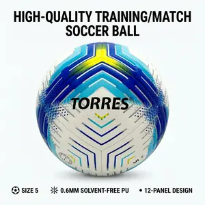 Durable Training Soccer Ball, Size 5 - All-Weather, Abrasion-Resistant PU for Practice & Games