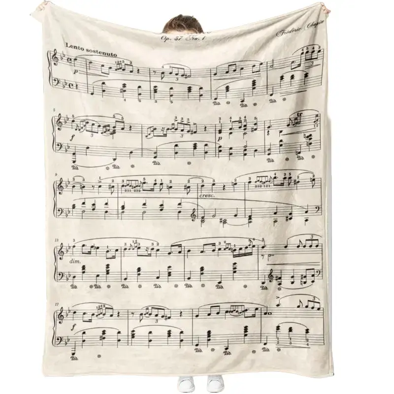 Piano Music Sheet Blanket Flannel Music Notes Throw Blankets for Teacher Adult Kids Music Lovers Gifts Decor for Home Bed Couch