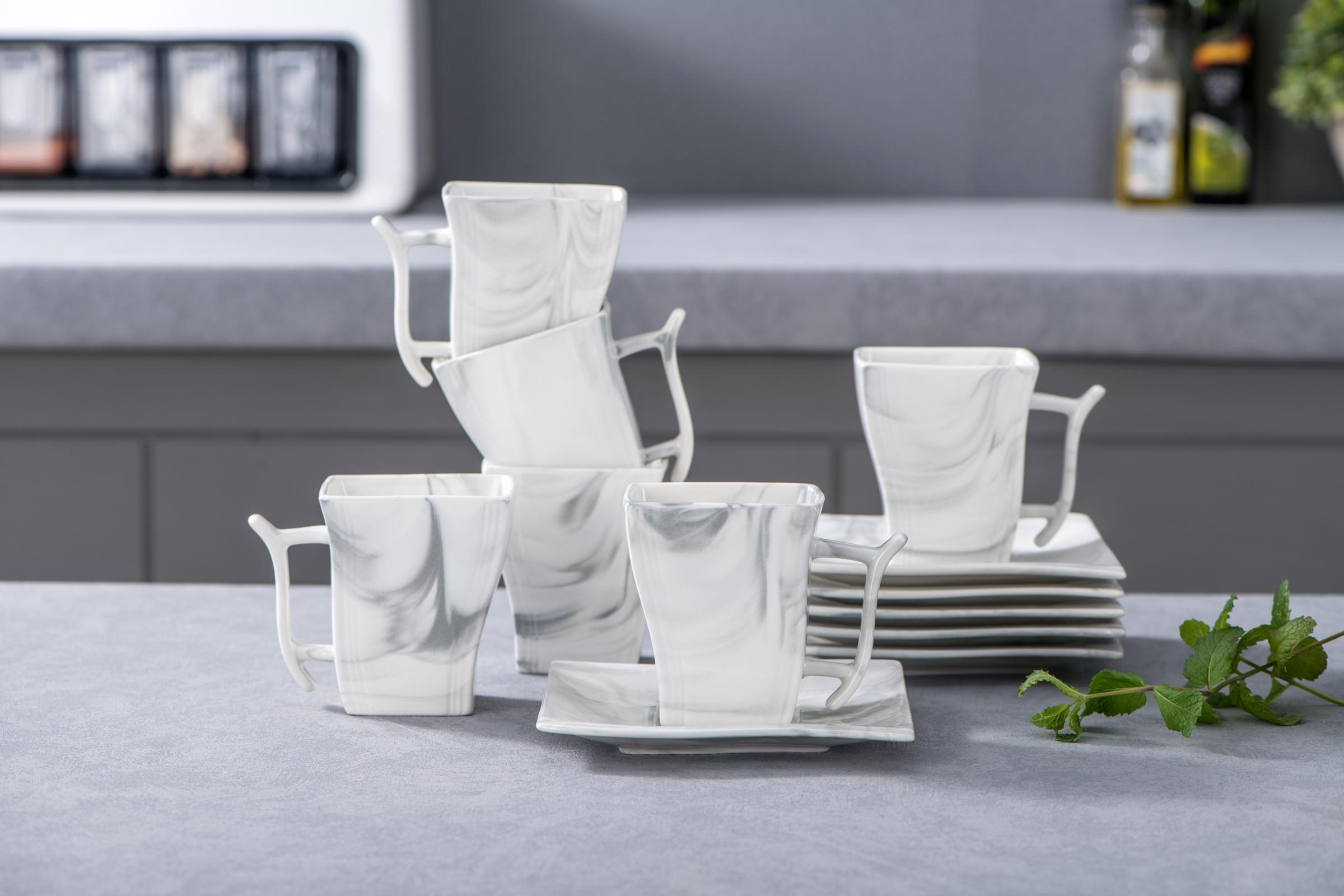 MALACASA Porcelain Dinnerware Set, Unique Wave-like Design Dinner Set, Modern Tableware Sets for 6, Series FLORA Winter Holiday