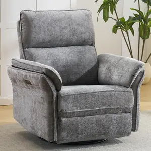 Oversized Power Recliner Chair Swivel Glider with Massage Heat Rocker Nursery for Adults Adjustable Headrest 26" Extra Wide Dark Grey