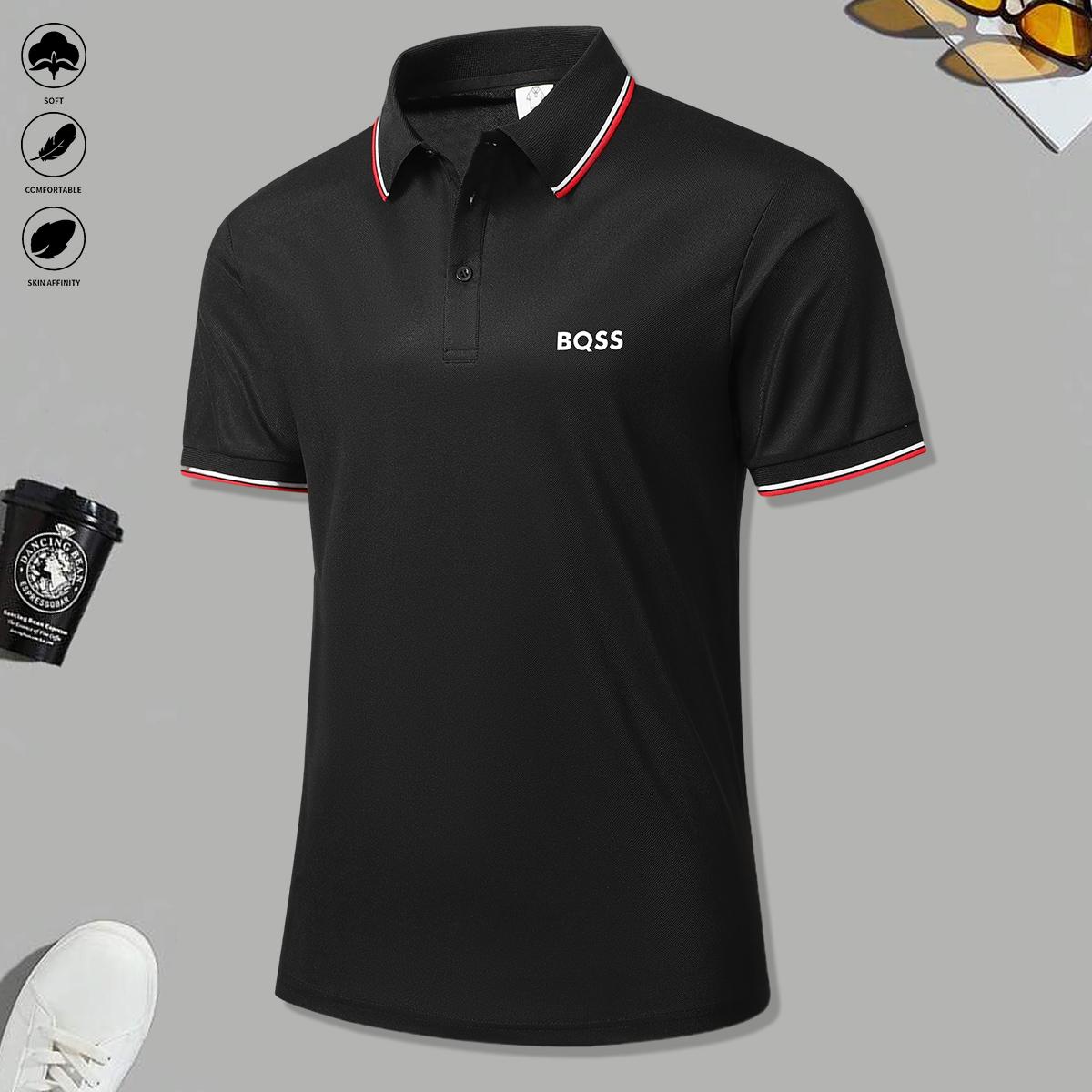 2 men's short-sleeved polo shirts with contrasting stripes make ideal work clothes for casual everyday wear and a great gift option for men's formal shirts.
