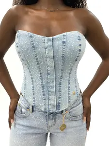 Rain on Me Corset - Medium Wash