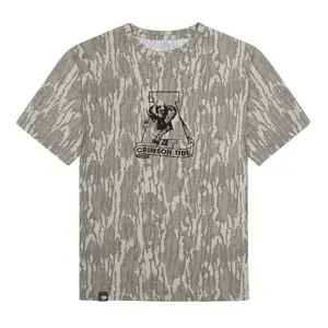 Mossy Oak Washed Out Camo Tee Black Alabama Crimson Tide Letter Printing Original Bottomland Pattern, Alabama Crimson Tide Printing Mossy Oak Original Bottomland Short Sleeve Camo Shirt