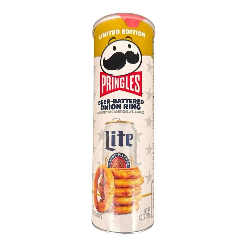 Limited Edition Pringles x Miller Lite Beer Battered Onion Rings Flavor Snack Crisps - 1 Can (5.5 oz), Party Snacks