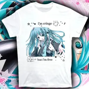 I'm Cringe Japanese Anime T-shirt| Cute Casual Cotton T-shirt Hip-hop Harajuku Top| Star Girl Street Wear Graphic T Shirts