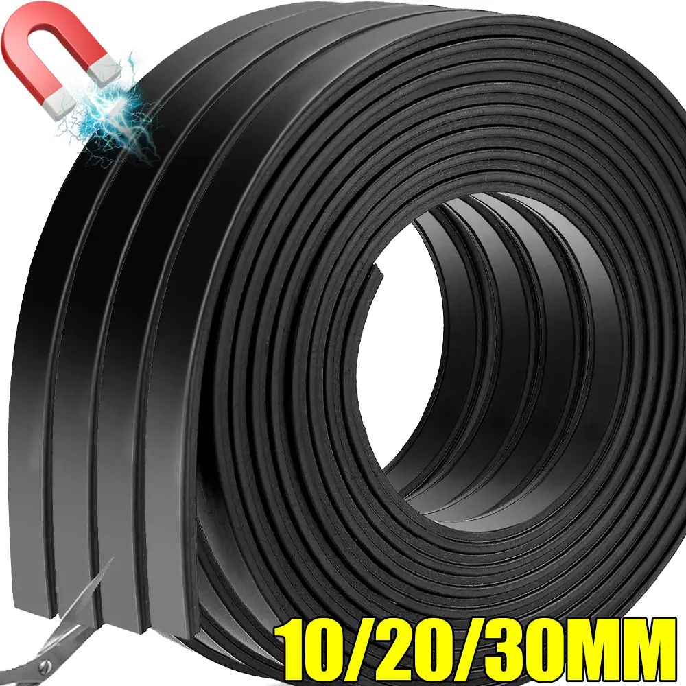 Adhesive-Backed Rubber Magnetic Roll - 1*Roll of Adhesive-Backed Magnets, 1m Length, 30mm Size, Strong-Hold Rubber+Adhesive, Tool Organization Solution for Garage Home Remote Control Storage, Meter Length