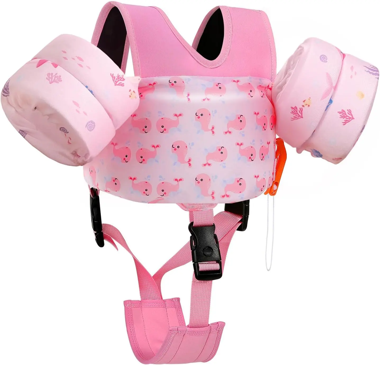 MOKO Kids Swim Vest, Puddle Jumper with Water Wings for Toddlers, Crab Pattern Polyester Flotation Device with Adjustable Straps, Fits 20-66 lbs, Swimming Accessories