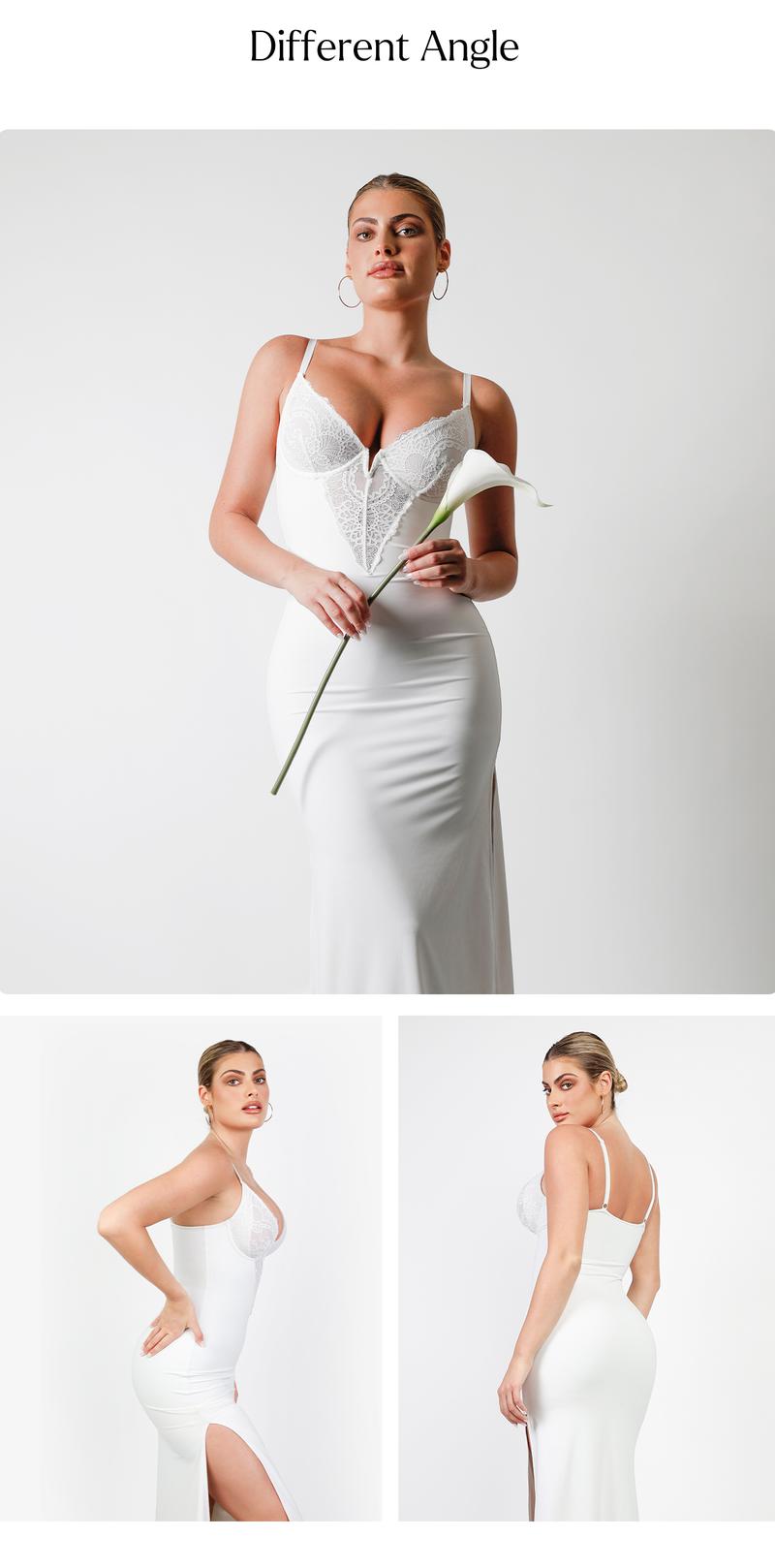 【Clearance】Popilush Formal Lace Built-in Shapewear Set Womenswear Sleeveless Deep V-Neck Maxi Dress Birthday Dress or Wide Leg Jumpsuit Tummy Control Cocktail Party