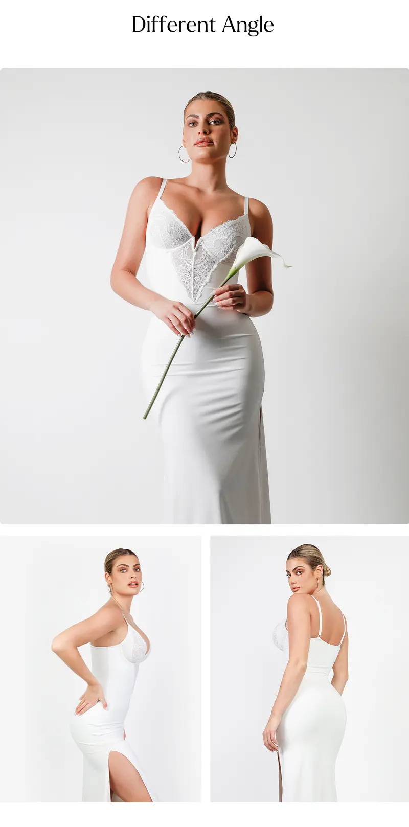 Popilush Formal Lace Built-in Shapewear Set Womenswear Sleeveless Deep V-Neck Maxi Dress Birthday Dress or Wide Leg Jumpsuit Tummy Control Cocktail Party