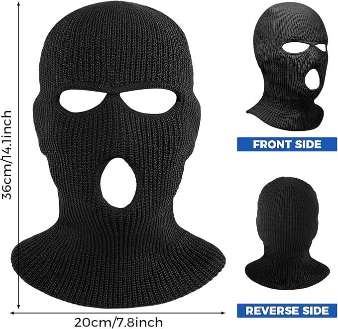 3 Hole Winter Knitted Mask, Full Face Cover Ski Scarf Mask Warm Balaclava for Adult Skiing, Motorcycle,Wind Protection