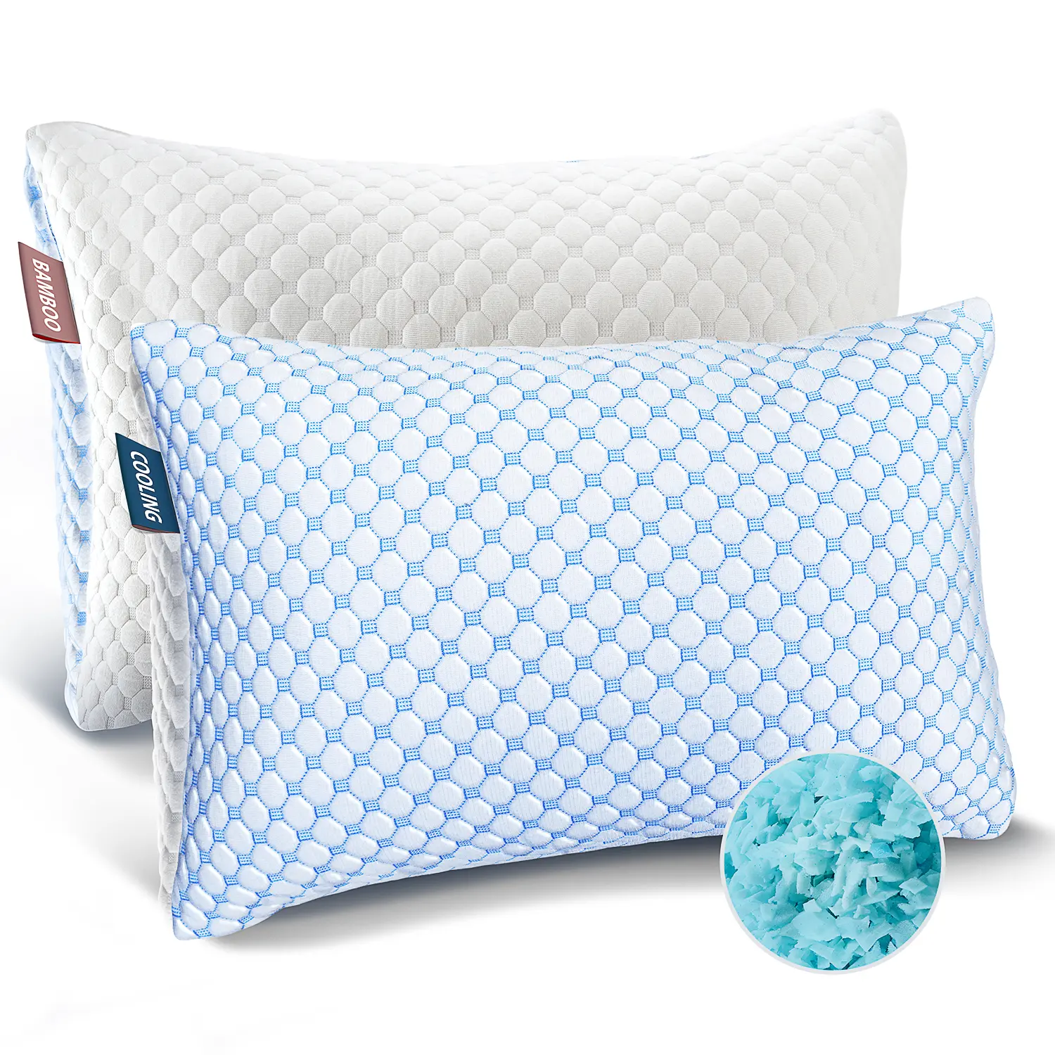 NESTL Adjustable Gel-Infused Memory Foam Pillows, Set of 2 - Removable Washable Cover, Breathable Cool, Cushioning for Shoulder Pain Relief, Gel Foam Keeps Sleep Cool, Neck Care Bedding, Memory Foam Cushioning, Cooling Bedding