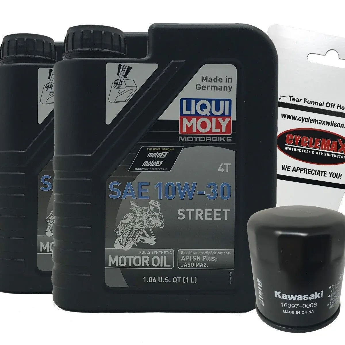 2018-2022 Kawasaki Ninja 400 Oil Change Kit Liqui Moly 10W30 Oil and OEM Filter